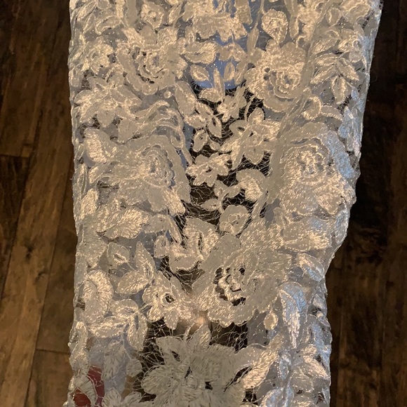 DB Studio High-Neck Metallic Lace Mermaid Wedding Dress - Picture 5 of 10